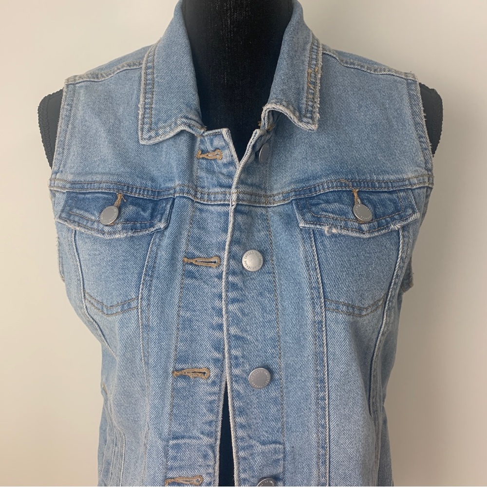 Universal Thread Button Denim Vest S - image 2